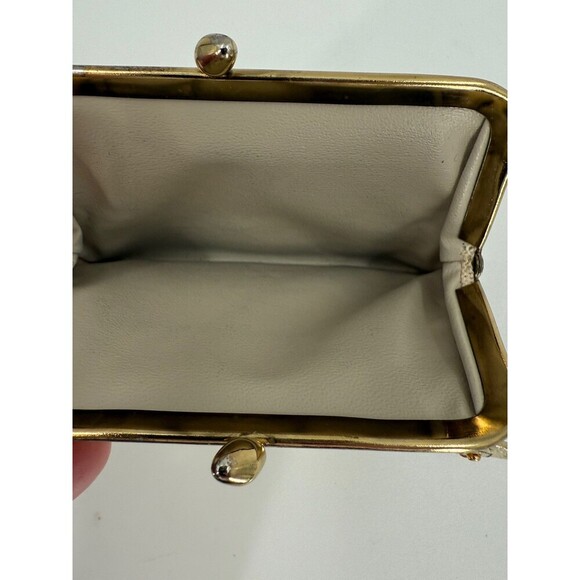 VINTAGE Princess Gardner Tri-Partite French Purse in Bone 8 Photo Holder 4"x4.25 - Picture 5 of 11